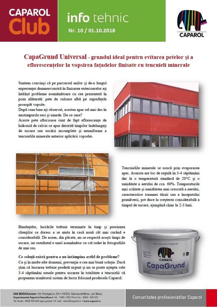 CapaGrund Universal – grundul ideal pentru evitarea petelor și a eflorescențelor