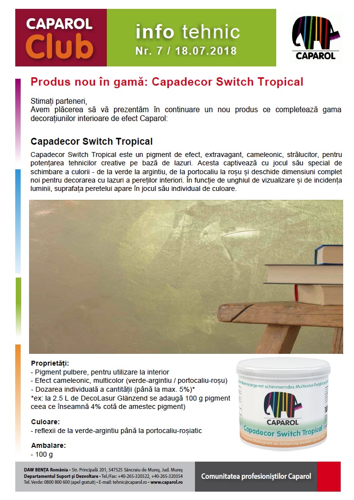 Produs nou în gamă: Capadecor Switch Tropical