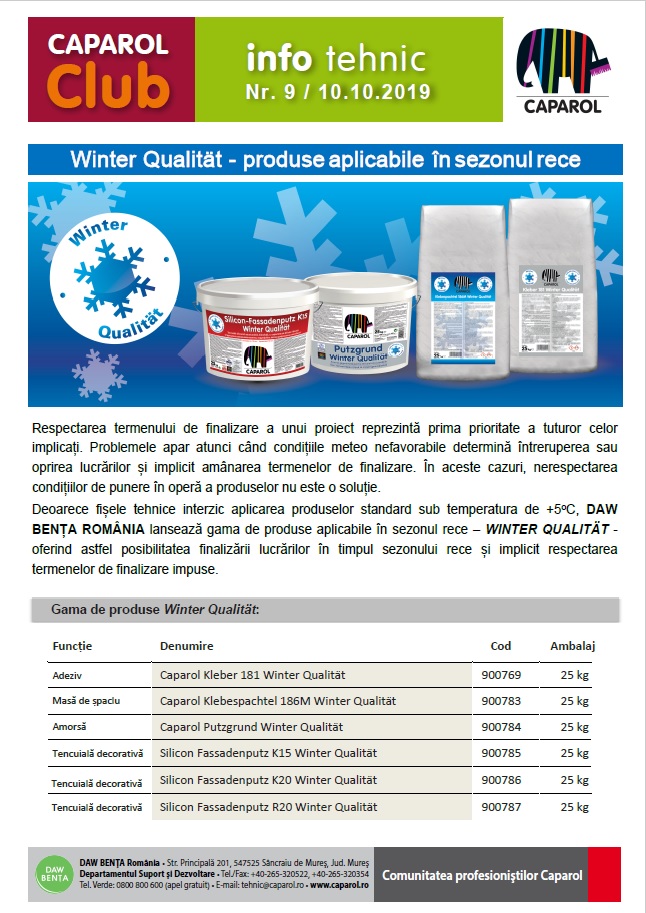 Winter Qualität - produse aplicabile în sezonul rece